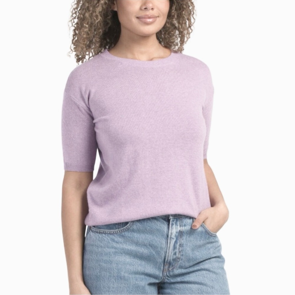 BIANCO&BLU cashmere blend short-sleeve sweater light purple Size L